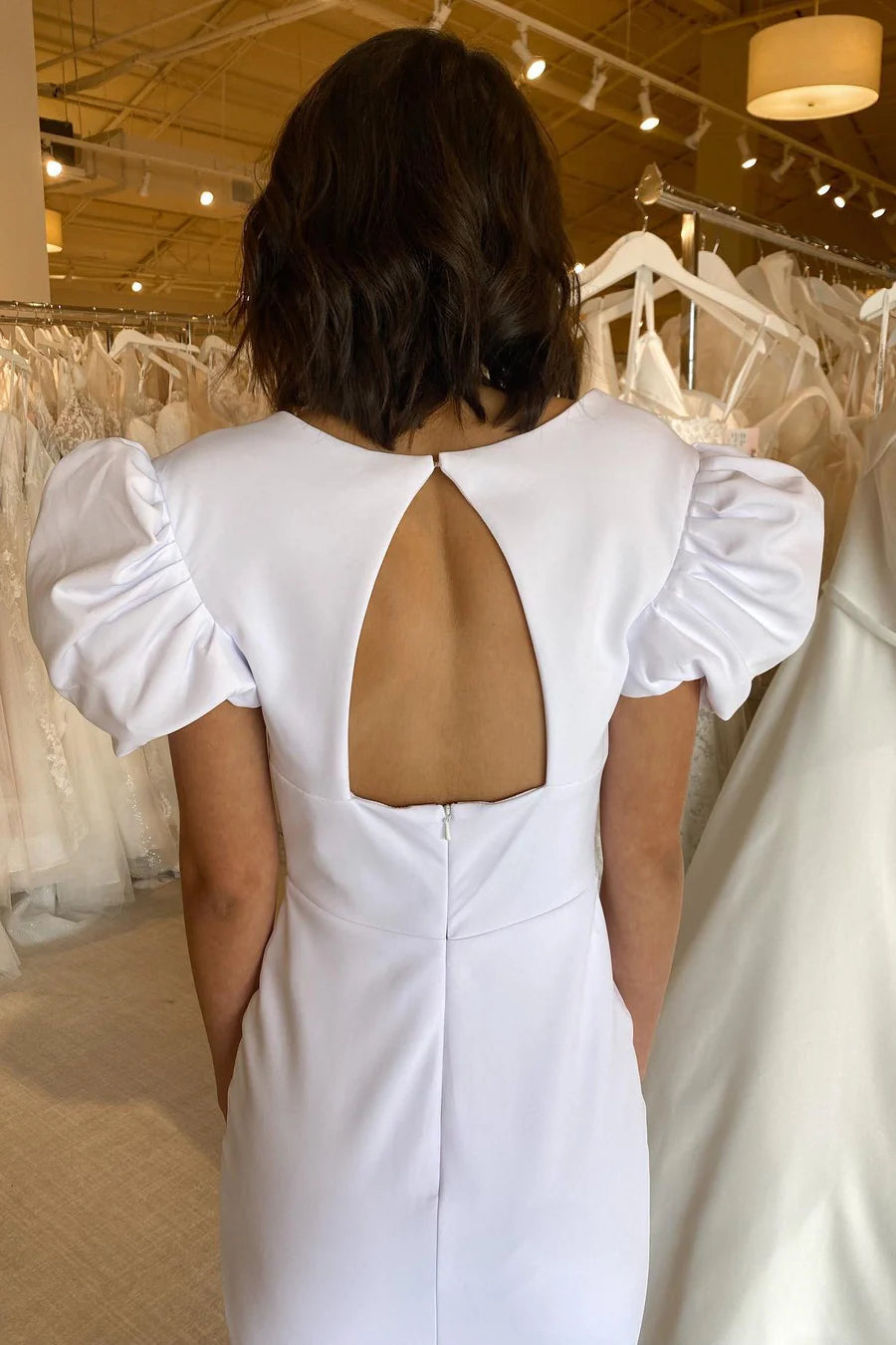 Elegant White Plunge V Cutout Back Mermaid Long Formal Dress