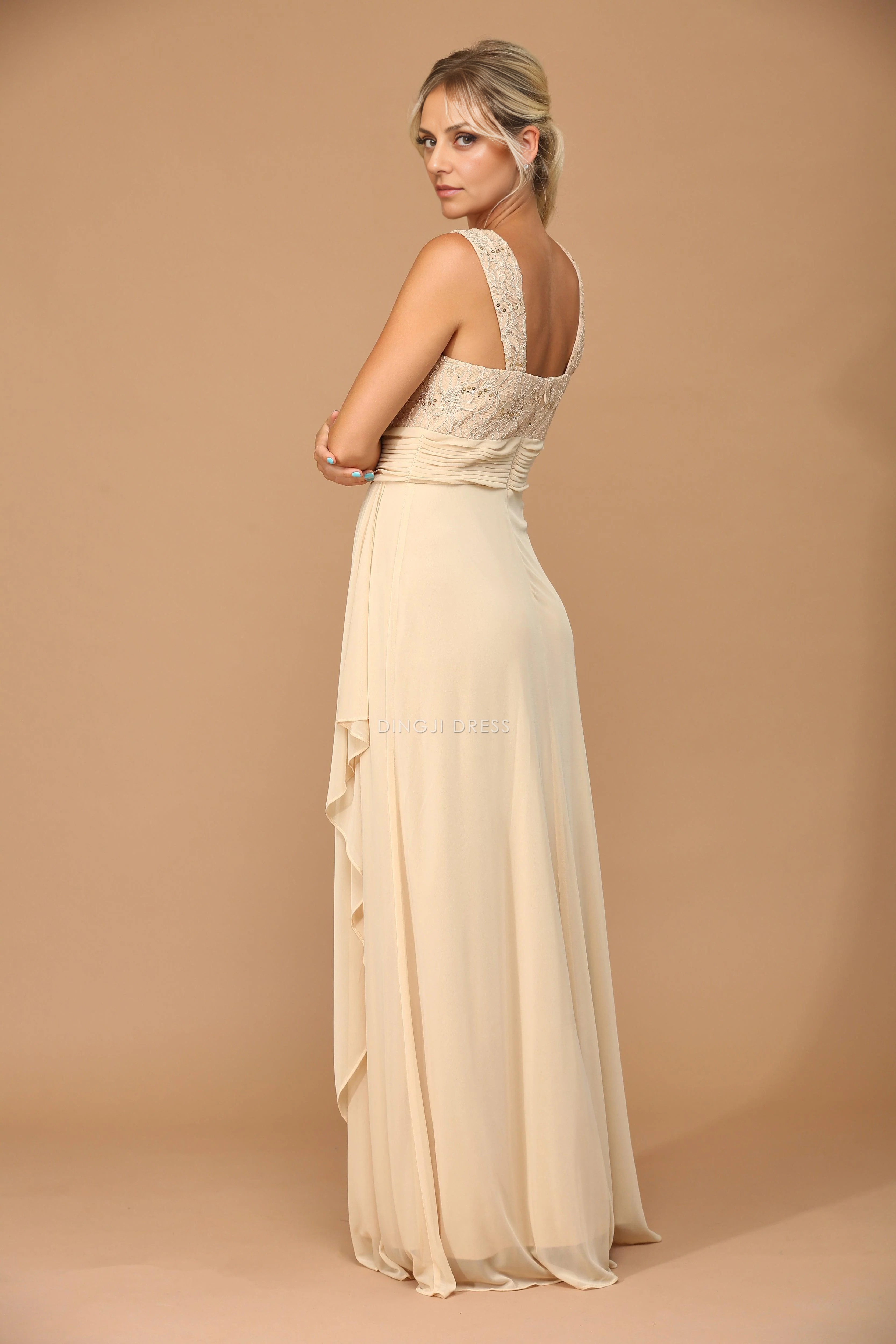 DingJiDress Evening Dress Elegant Two Piece Jacket 3/4 Sleeve Ruched Fashion Mother Of The Bride Dress
