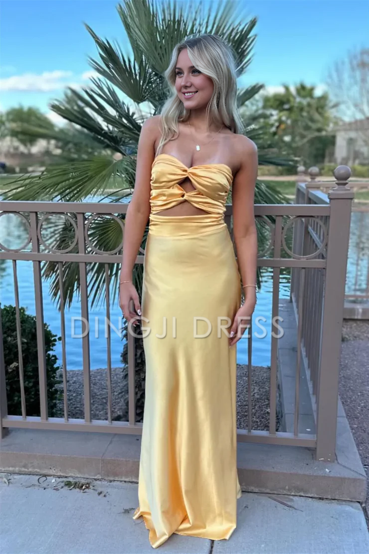DingJiDress Charming Mermaid Sheath Sweetheart Keyhole Satin Sexy Fashion Prom Dress