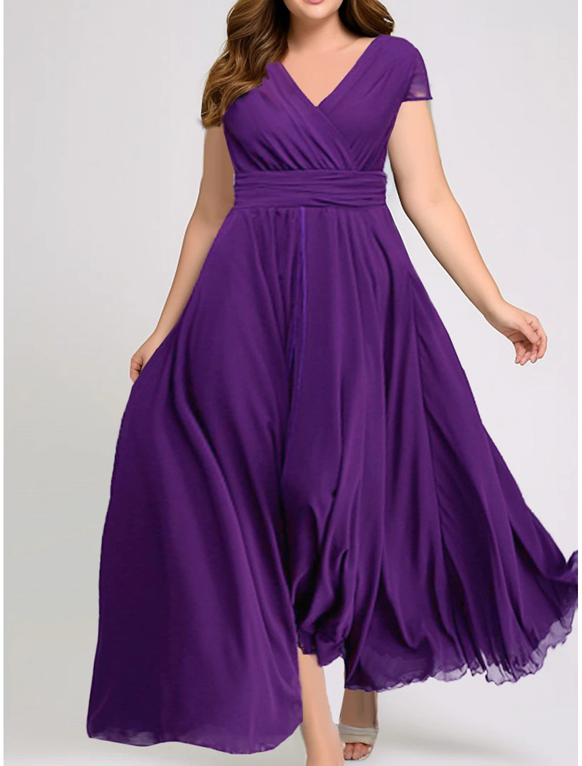 Women's Plus Size Prom Dress Party Dress Ruched V Neck Short Sleeve Vacation Black White Summer Spring