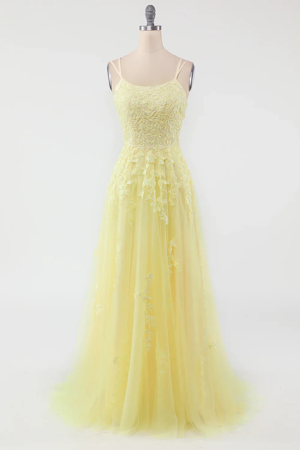 DingJiDress High Quality Dress Elegant A Line Spaghetti Straps Backless Exquisite Appliques Prom Dress