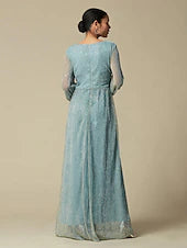 Green Fashion Party/Wedding Guest V Neck Long Sleeve Sparkle Polyester Maxi Dress dress to impress