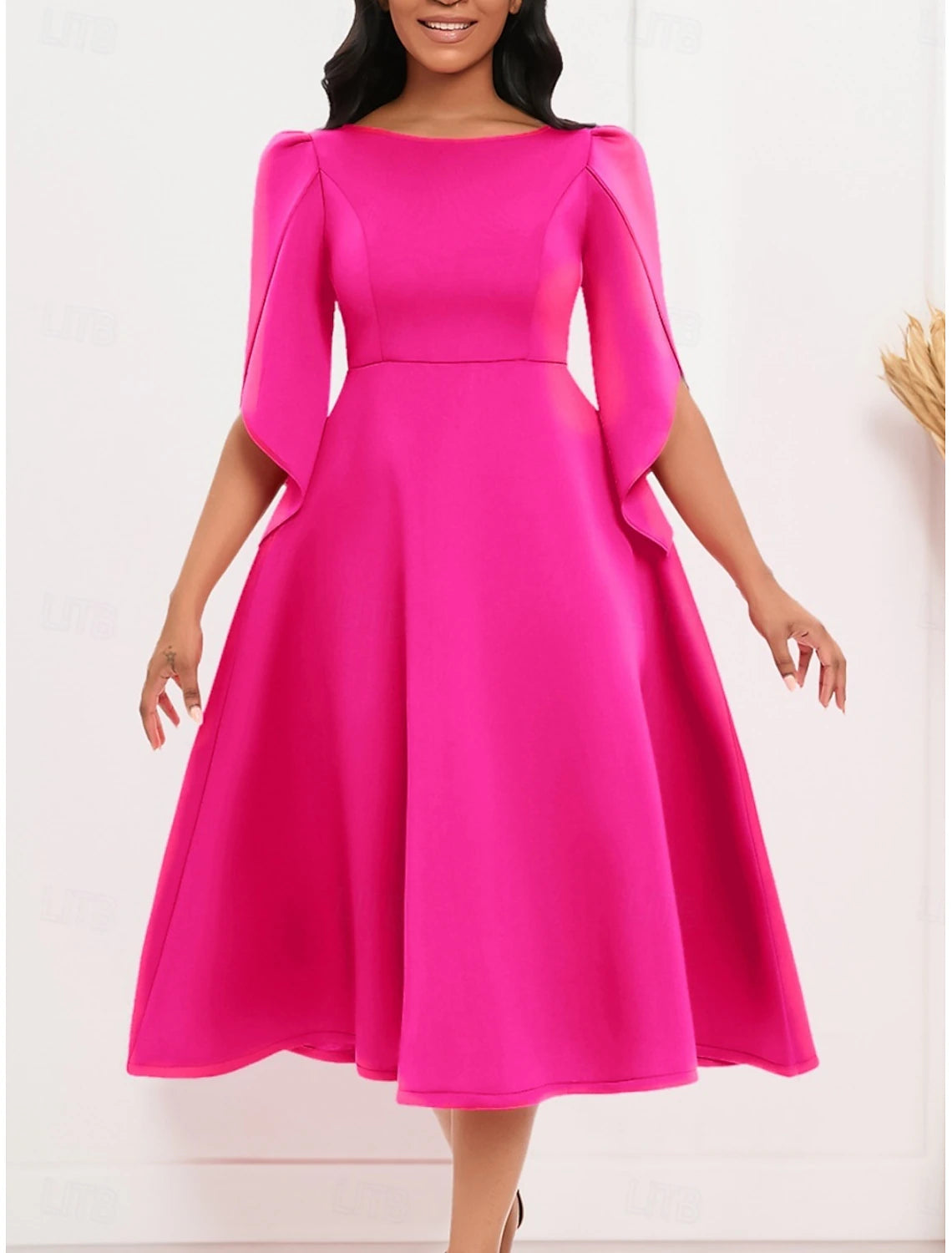 Kentucky Derby Women's Midi Dress A Line Dress Summer Dress Fit And Flare Dress Semi Formal Wedding Guest Engagement Cocktail Party Regular Fit Graphic Half Sleeve Crew Neck Royal Blue Purple Fuchsia