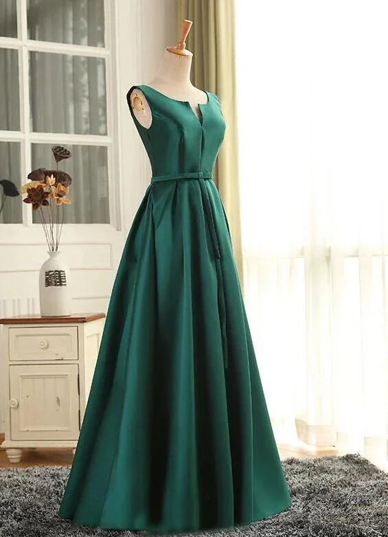 Green Long Prom Dress A-line Green Bridesmaid Dress Party Dress