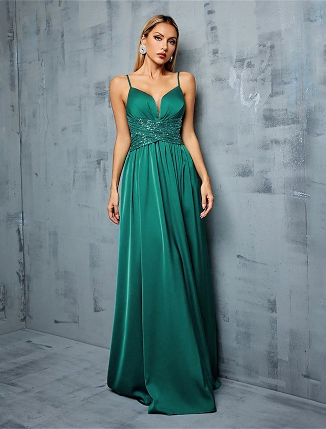 A-Line Quinceanera Dresses Elegant Dress Wedding Wedding Guest Floor Length Sleeveless Spaghetti Strap Polyester Backless with Sequin