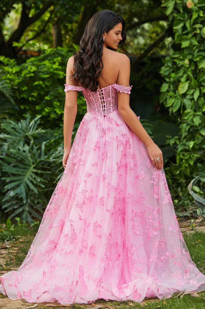 DingJiDress Formal Women's Dresses A-Line Sweetheart Strapless Lace Applique Slit Backless Lace Up Sweep Train Rhinestone Beaded Prom Dresses