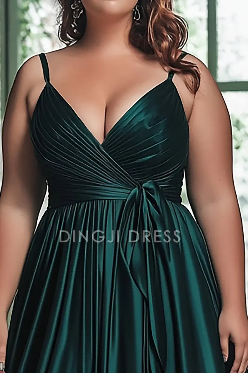 DingJiDress High Quality Dress Elegant A Line Ruched Satin Long With Cape Prom Dress