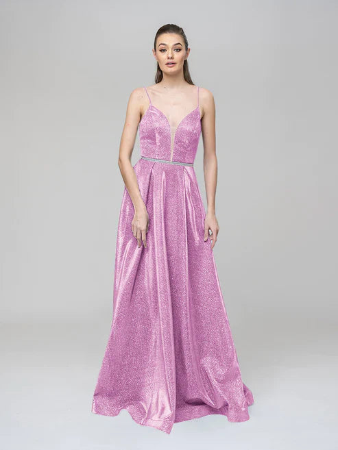 DingJiDress Plunging V Neck Criss Cross Back A Line Prom Dresses