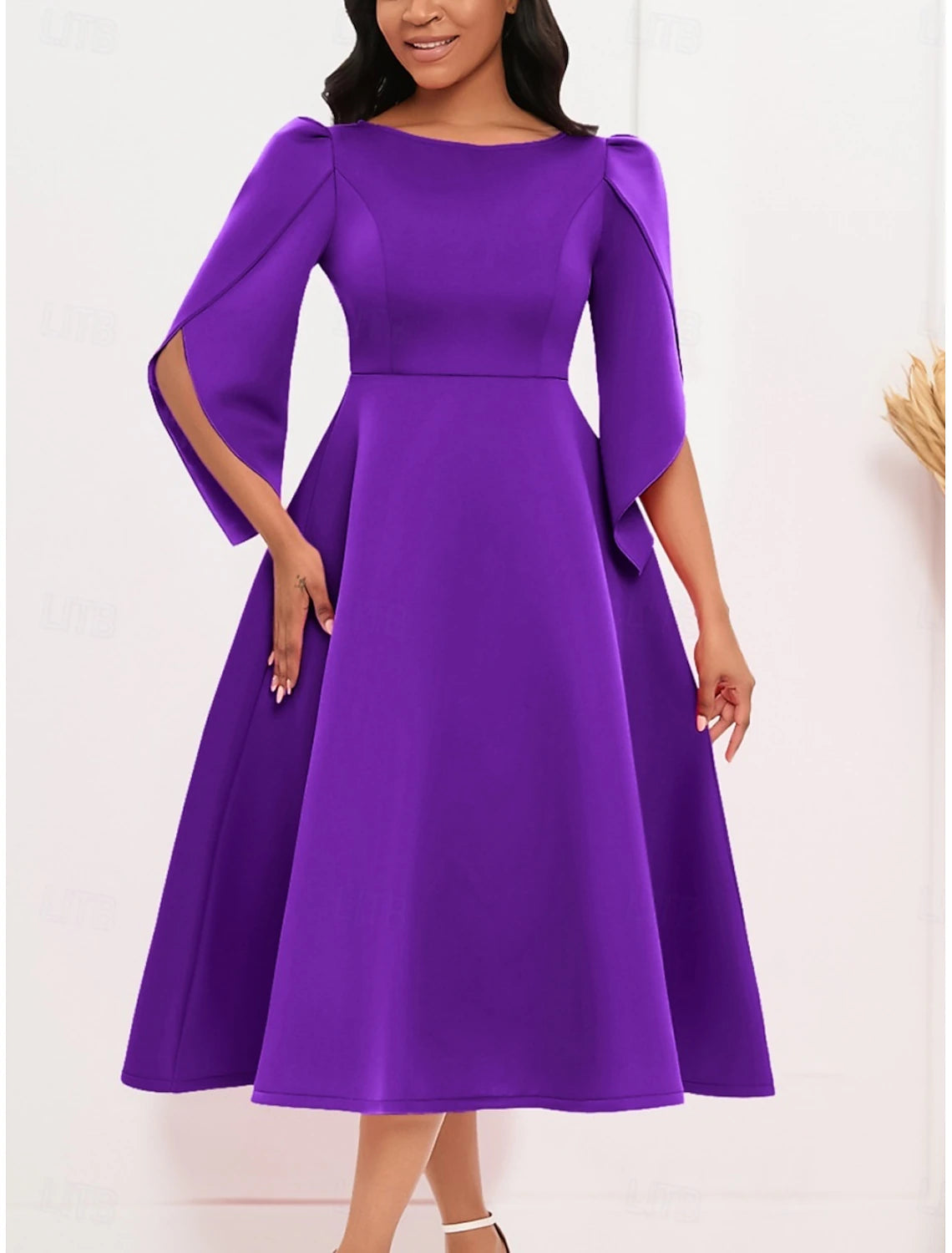Kentucky Derby Women's Midi Dress A Line Dress Summer Dress Fit And Flare Dress Semi Formal Wedding Guest Engagement Cocktail Party Regular Fit Graphic Half Sleeve Crew Neck Royal Blue Purple Fuchsia