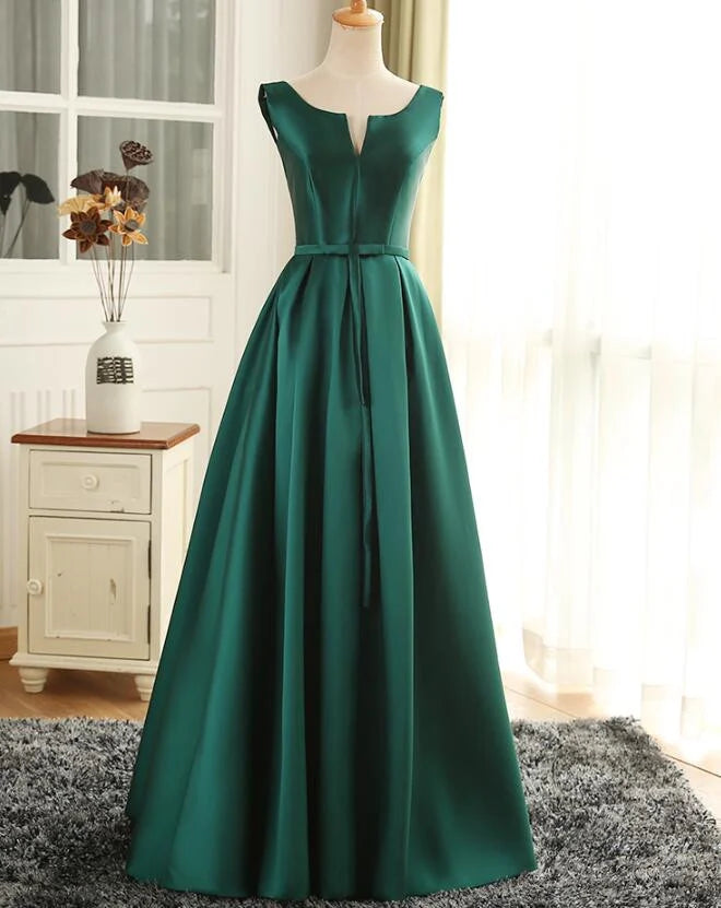 Green Long Prom Dress A-line Green Bridesmaid Dress Party Dress