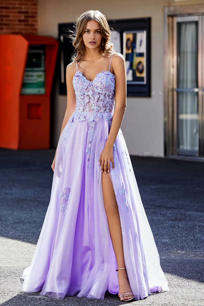 DingJiDress Formal Women's Dresses Sweetheart A-Line Spaghetti Straps Tulle Lace Applique Floor-Length Prom Dresses
