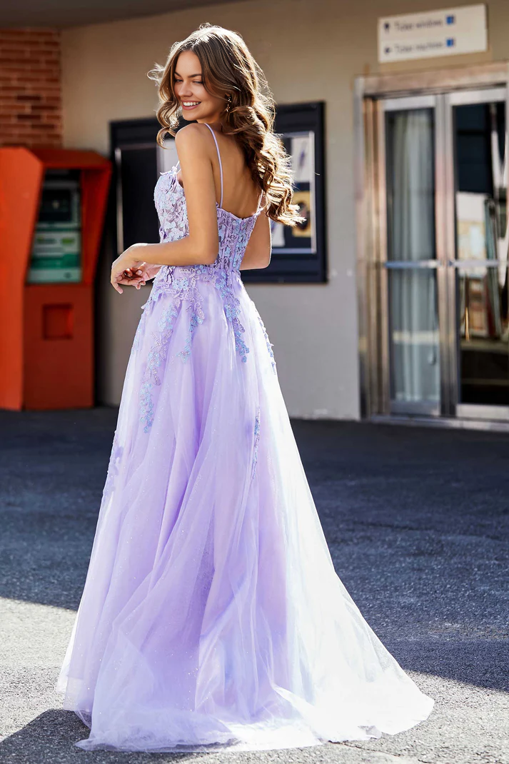 DingJiDress Formal Women's Dresses Sweetheart A-Line Spaghetti Straps Tulle Lace Applique Floor-Length Prom Dresses