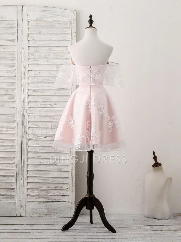 DingJiDress Short Prom Dress A-Line Sweetheart Lace Off-Shoulder Cute Best Selling Homecoming Dress