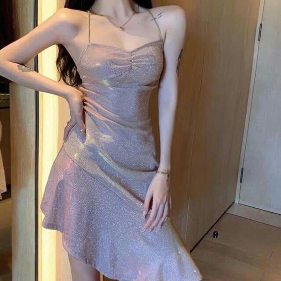 Women's Shiny Sleeveless Dress Sexy Party Backless Tight Bodycon New Mermaid Chic Dress Homecoming Dress