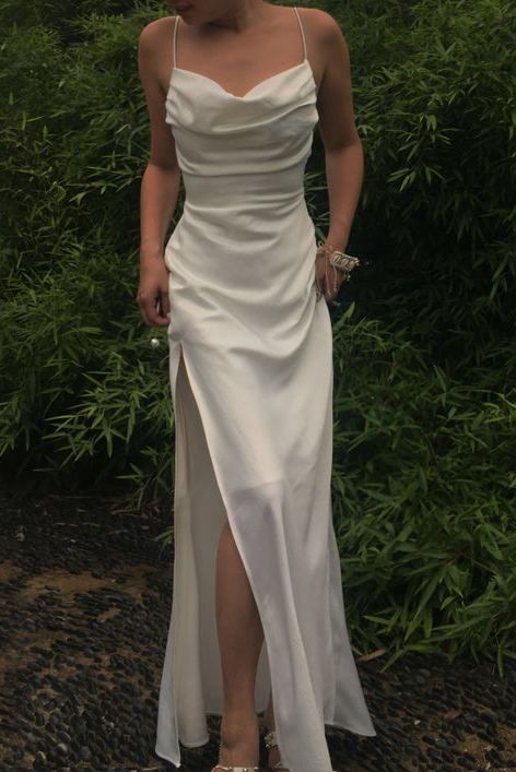 Simple Long Prom Dresses with High Slit Evening prom Dresses