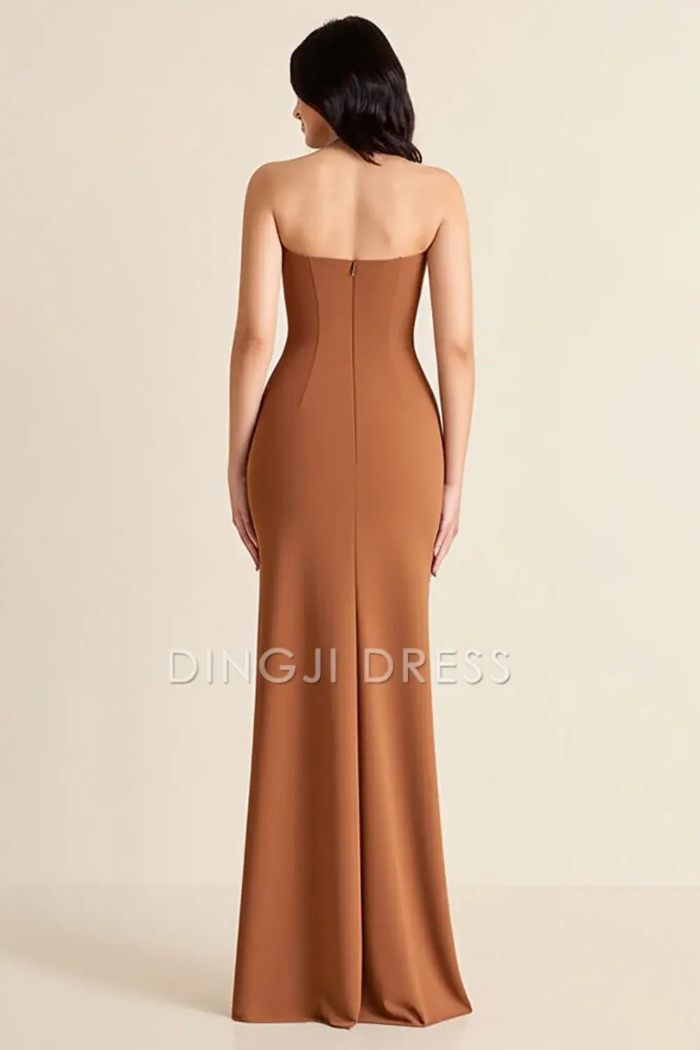 DingJiDress High Quality Dress Sheath Strapless Pleated Side Fork Fashion Long Prom Dress