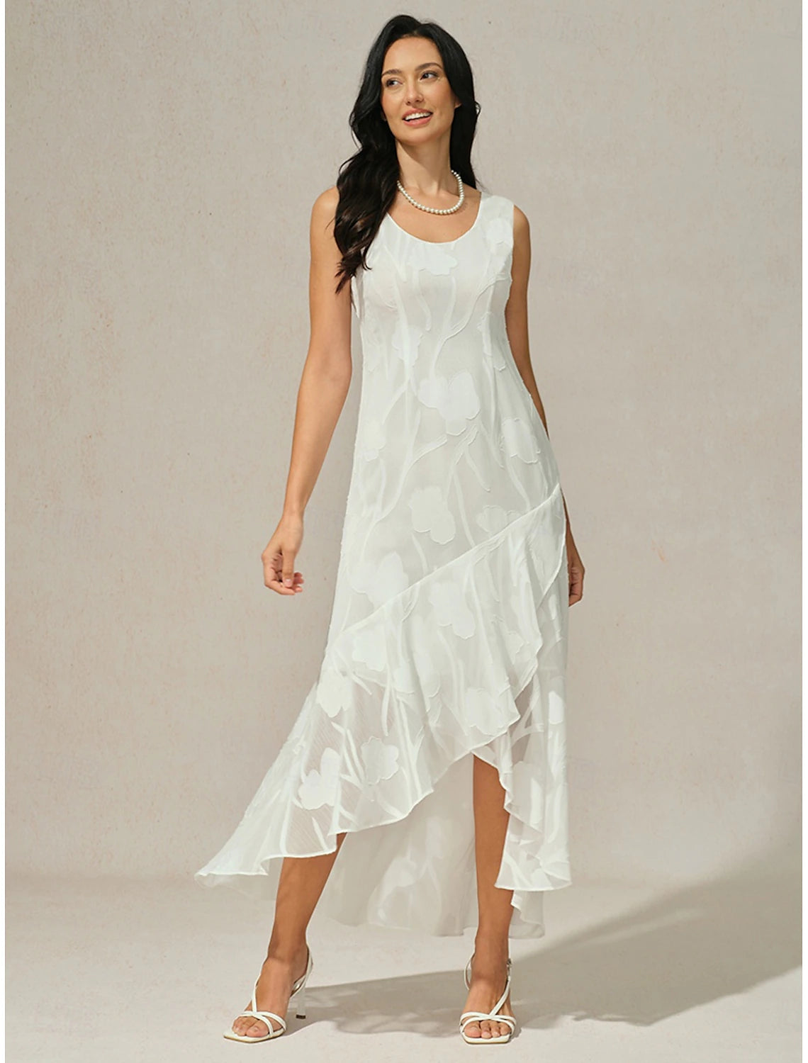 Women's Maxi Dress Ruffle Dress Elegant Wedding Wedding Guest Evening Party Regular Fit Floral Sleeveless U Neck White Summer Spring