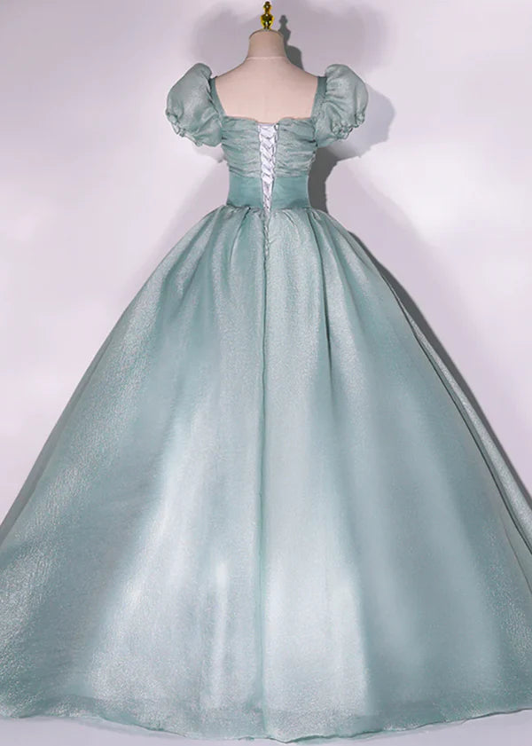 Green tulle long A line ball gown dress fashion dress