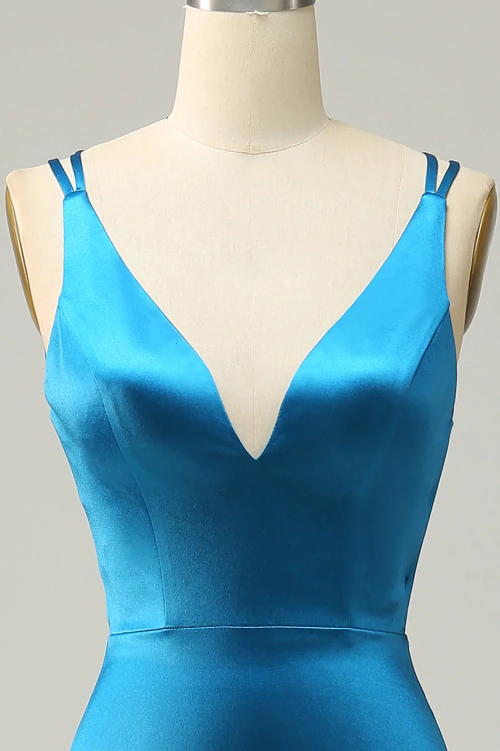 DingJiDress Peacock Blue Mermaid Backless Long Prom Dress