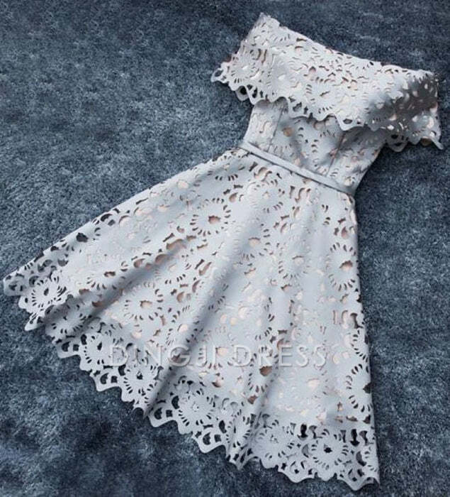 DingJiDress Short Prom Dress Elegant A Line Off Shoulder Retro Lace Fashion Homecoming Dress