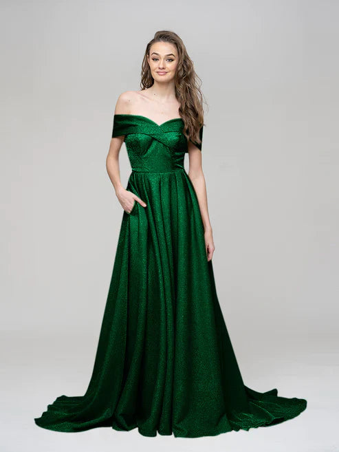 DingJiDress Off The Shoulder Sweetheart A Line Long Prom Dresses