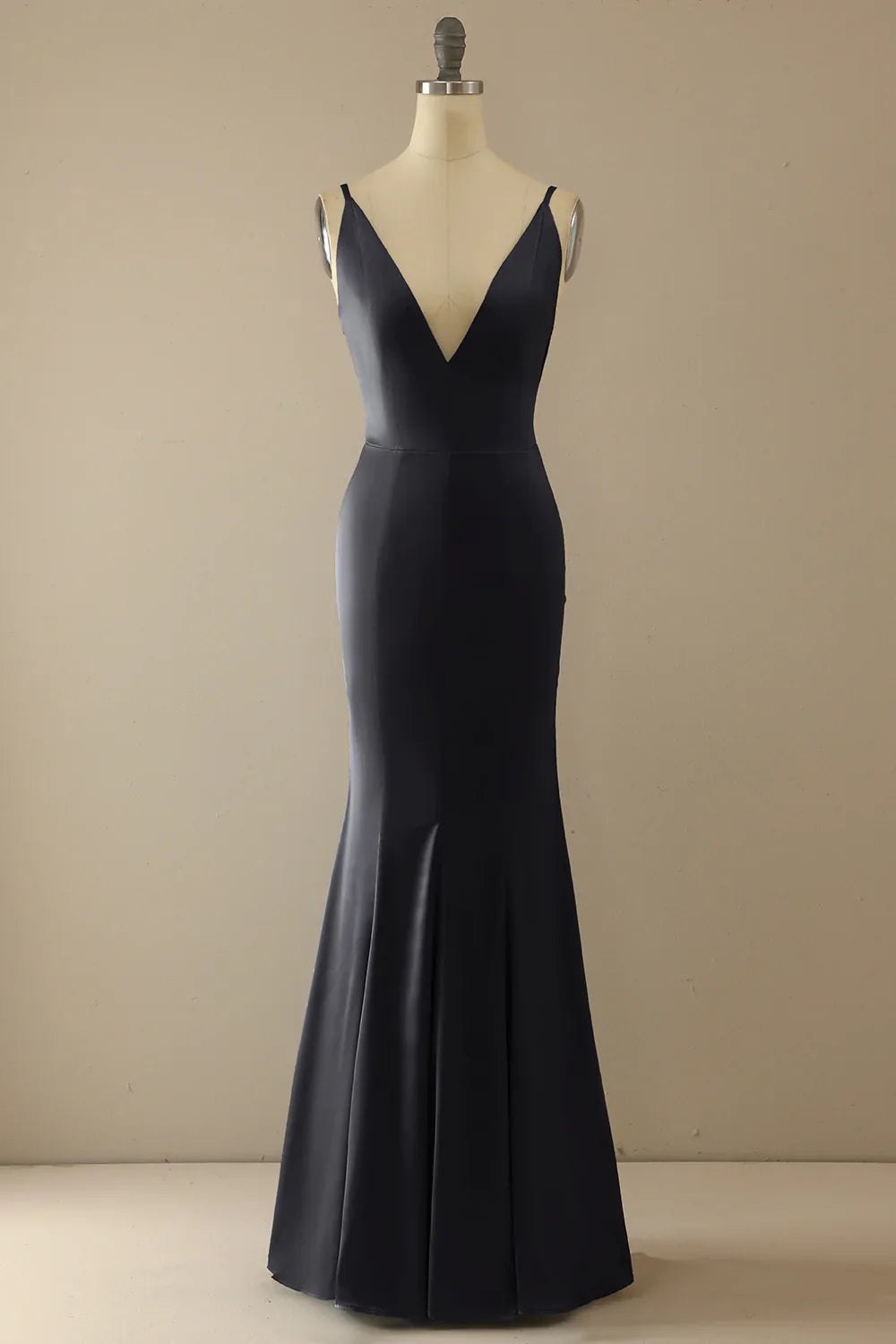 DingJiDress Mermaid Blue V Neck Long Prom Dress