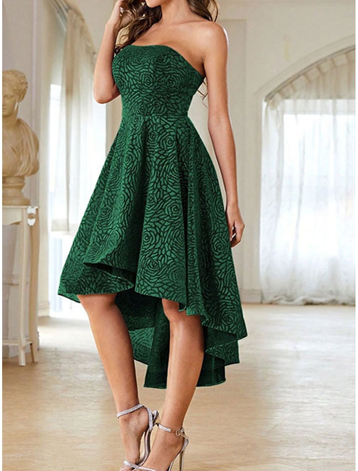 A-Line Party Dresses Elegant Dress Performance Wedding Short / Mini Sleeveless Strapless Polyester Backless with Embroidery Derby Dresses