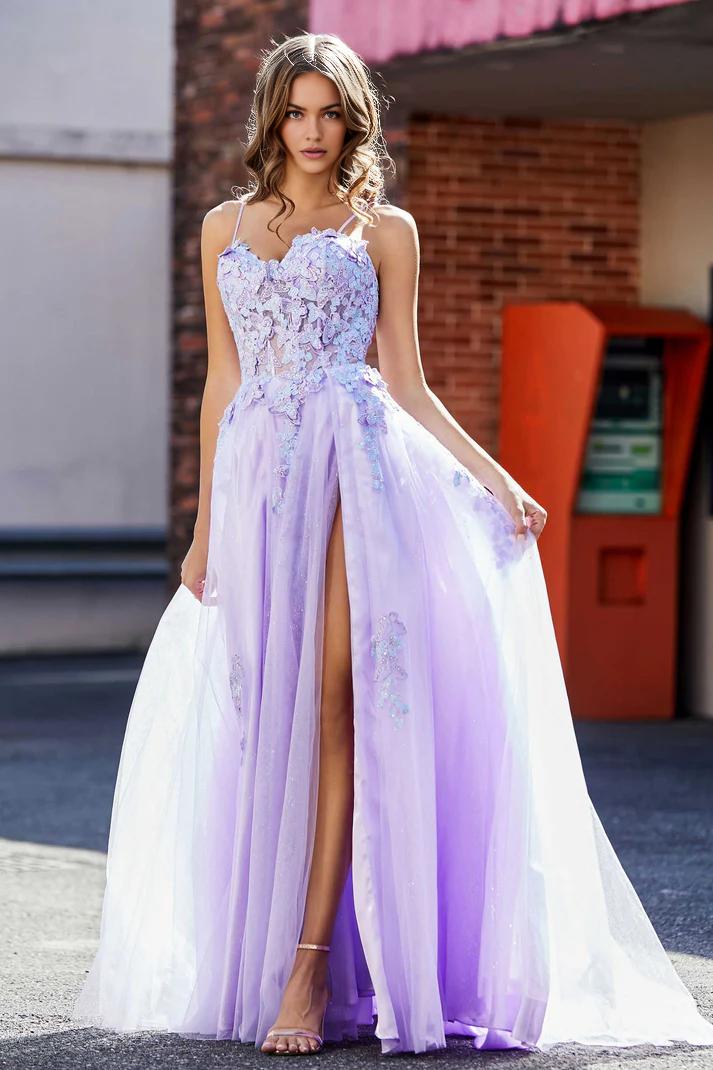 DingJiDress Formal Women's Dresses Sweetheart A-Line Spaghetti Straps Tulle Lace Applique Floor-Length Prom Dresses
