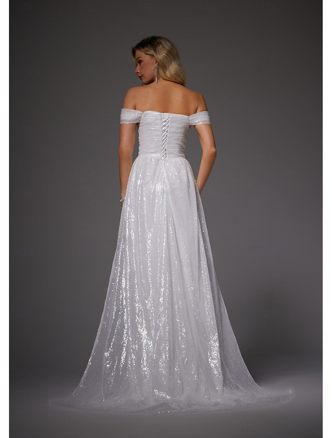 Mermaid Evening Gown Elegant Dress Wedding Guest Prom Sweep / Brush Train Floor Length Short Sleeve Off Shoulder Fall Wedding Reception Satin with Slit