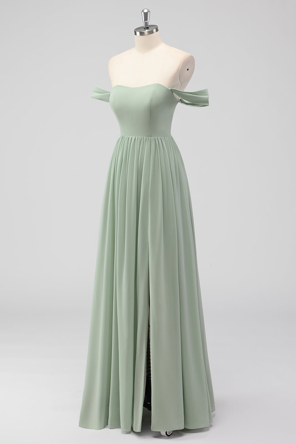 A-Line Off the Shoulder Chiffon Long Bridesmaid Dress
