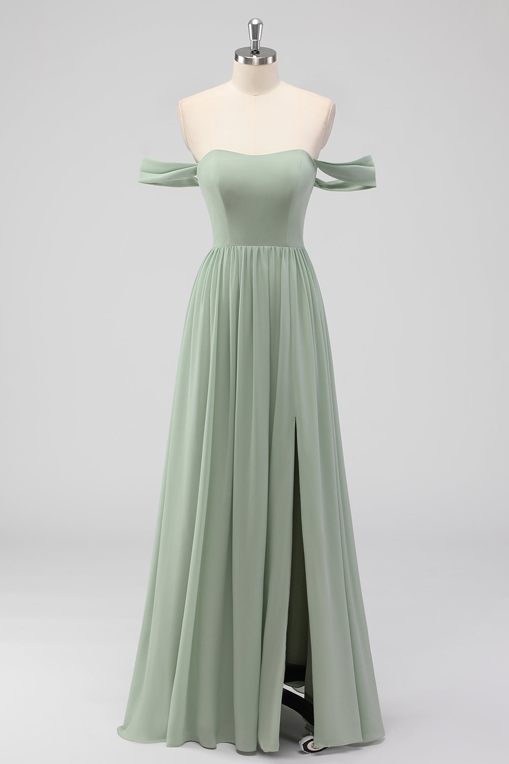 A-Line Off the Shoulder Chiffon Long Bridesmaid Dress