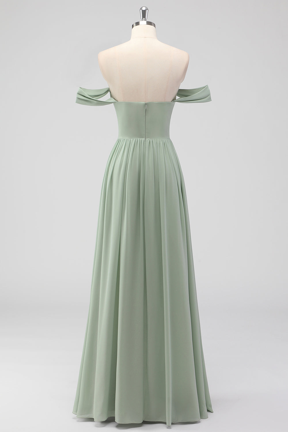 A-Line Off the Shoulder Chiffon Long Bridesmaid Dress