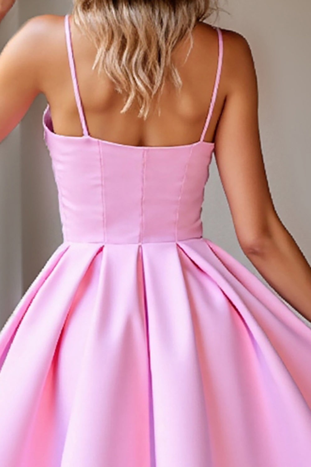 Pink Corset Satin A Line Short Homecoming Dress