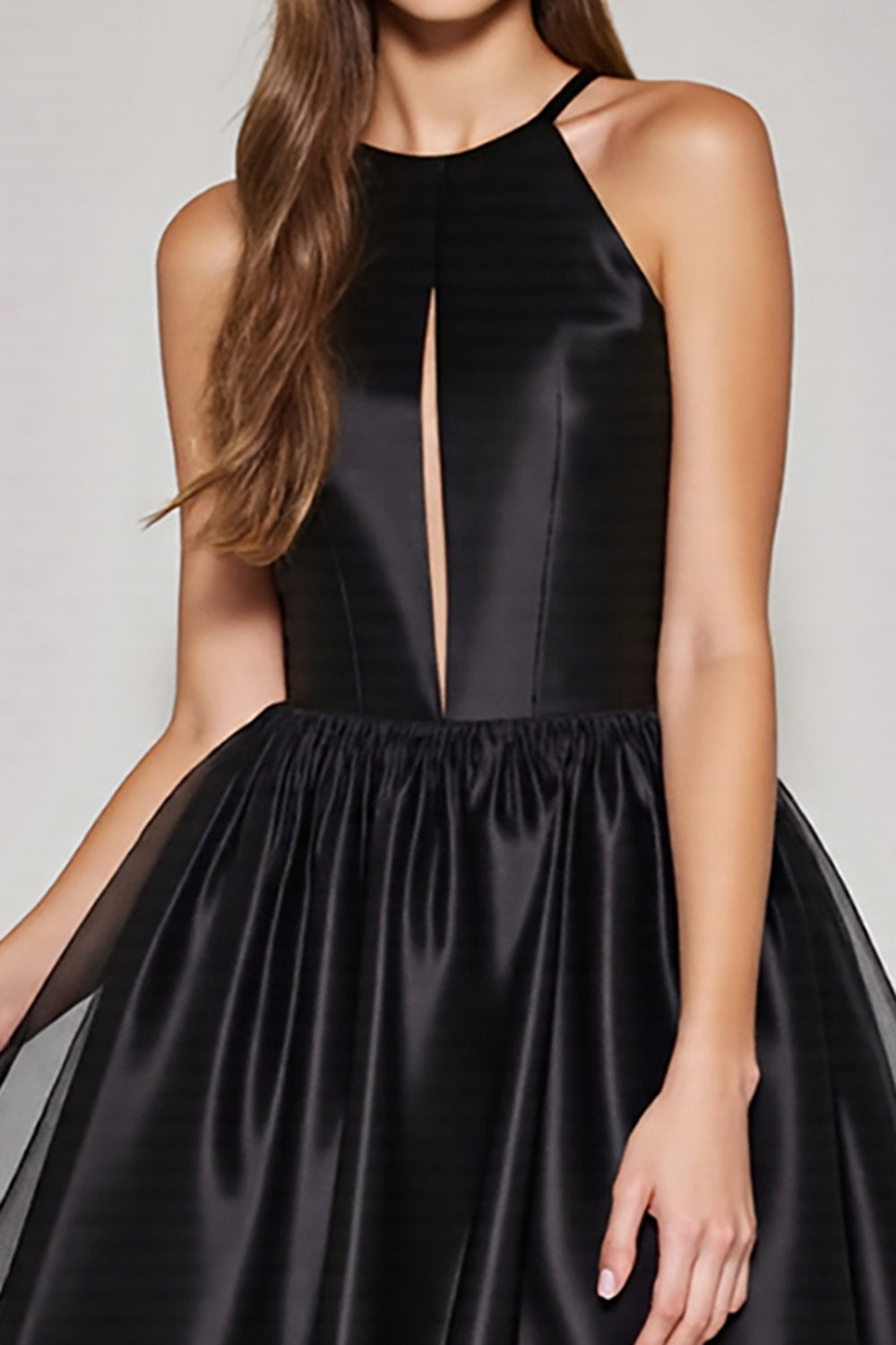 Black A Line Halter Keyhole Short Homecoming Dress