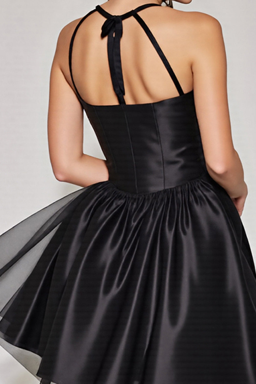 Black A Line Halter Keyhole Short Homecoming Dress
