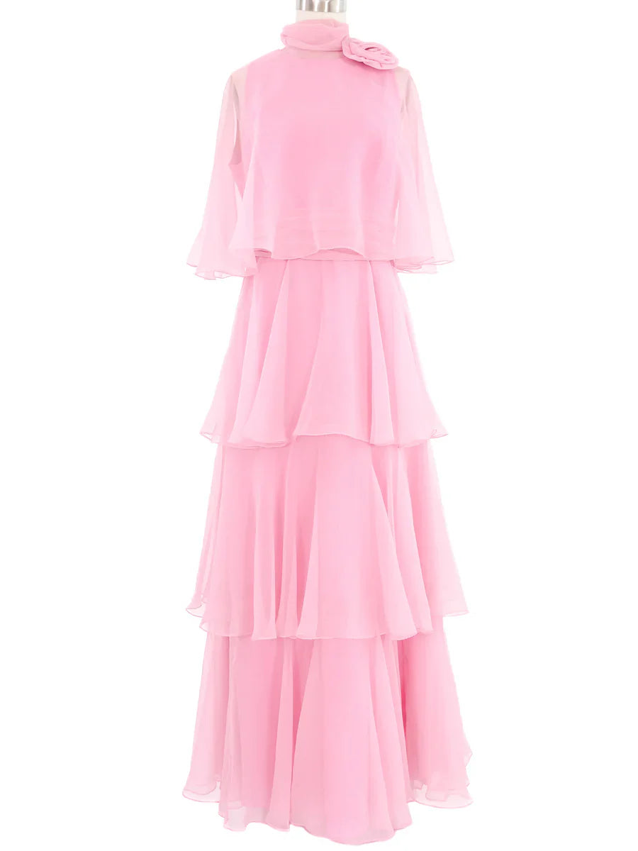 DingJiDress A Line Ruched Tiered Chiffon Fantastic Fashion Elegant Prom Dress