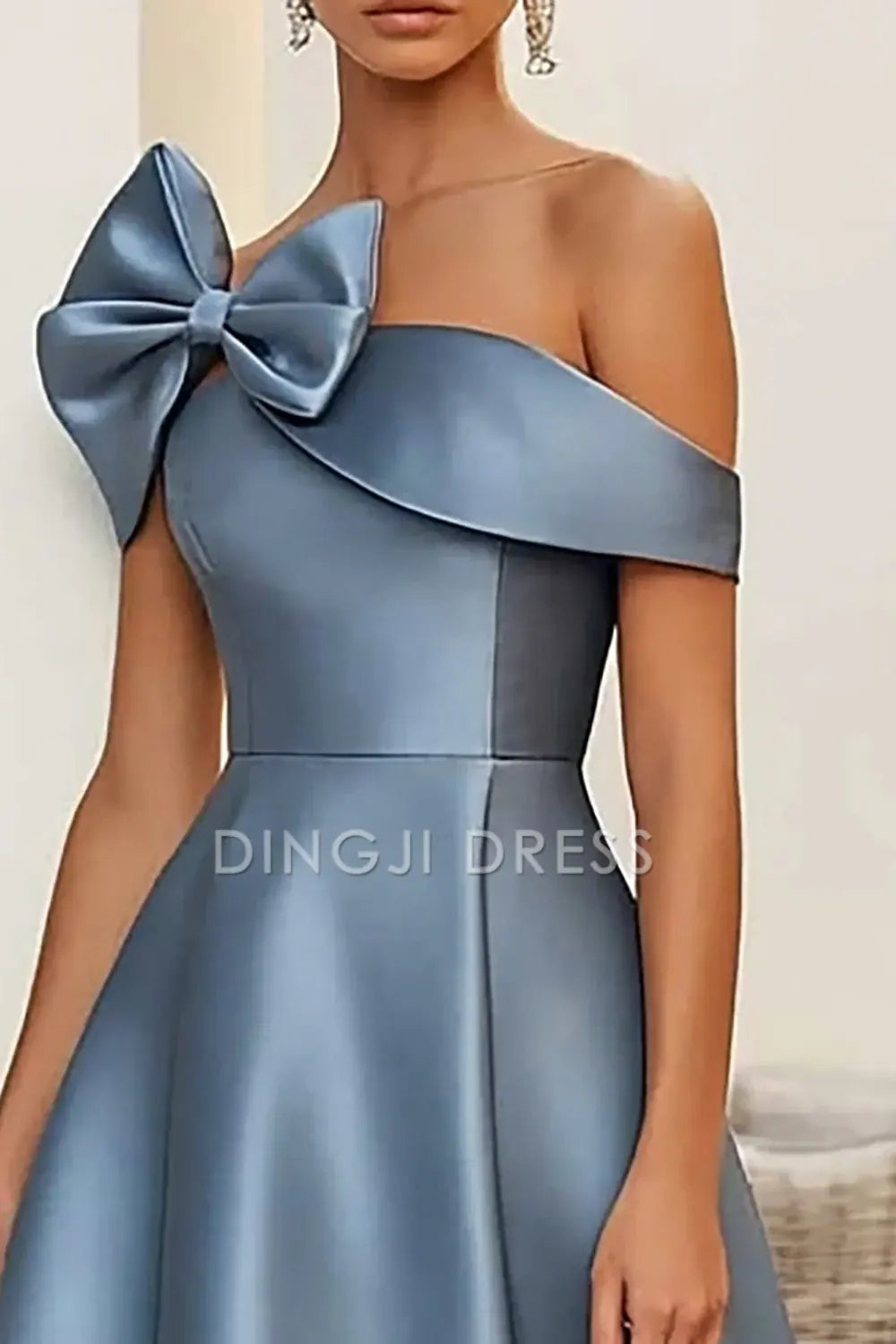 DingJiDress High Quality Dress A Line Stain Knee-Length With Bow Exquisite Prom Dress