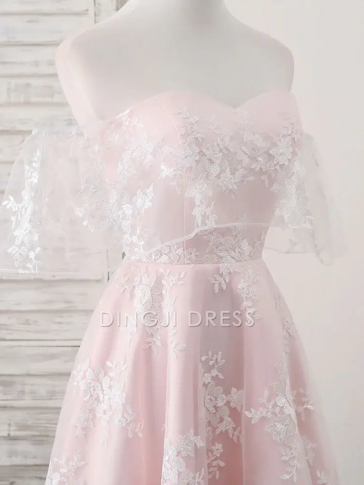 DingJiDress Short Prom Dress A-Line Sweetheart Lace Off-Shoulder Cute Best Selling Homecoming Dress