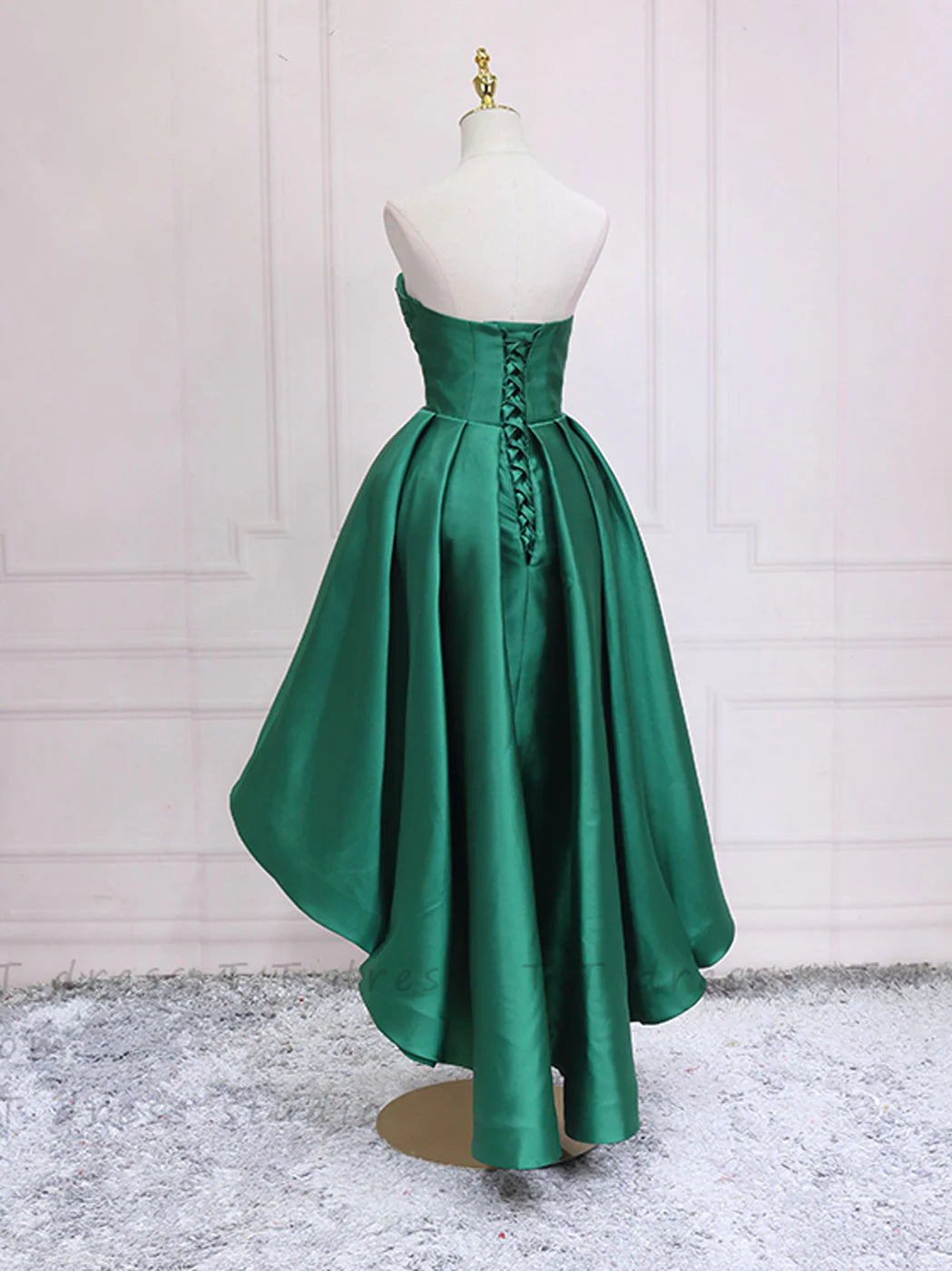 Simple Sweetheart Neck Green High Low Prom Dress Green Homecoming Dress