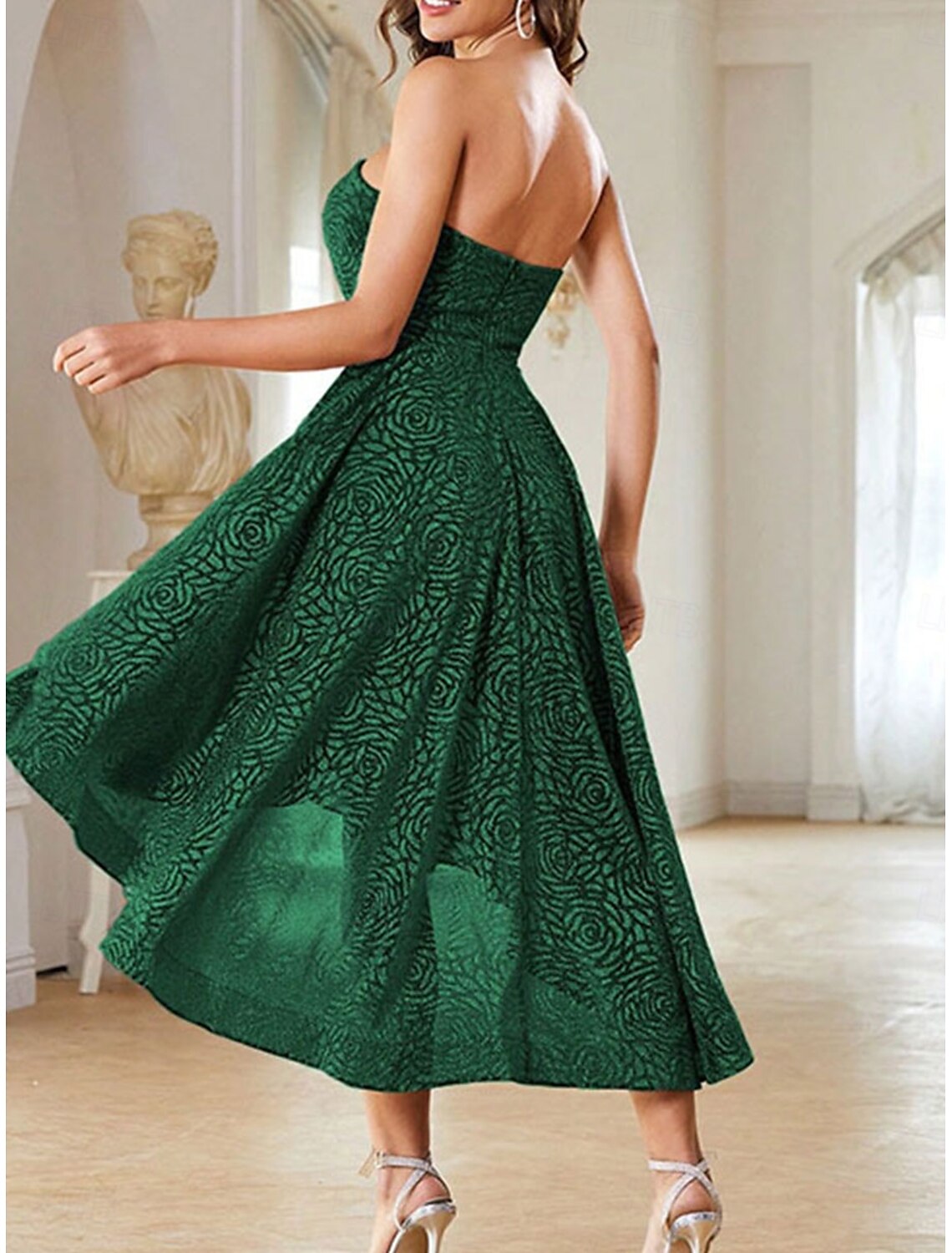 A-Line Party Dresses Elegant Dress Performance Wedding Short / Mini Sleeveless Strapless Polyester Backless with Embroidery Derby Dresses