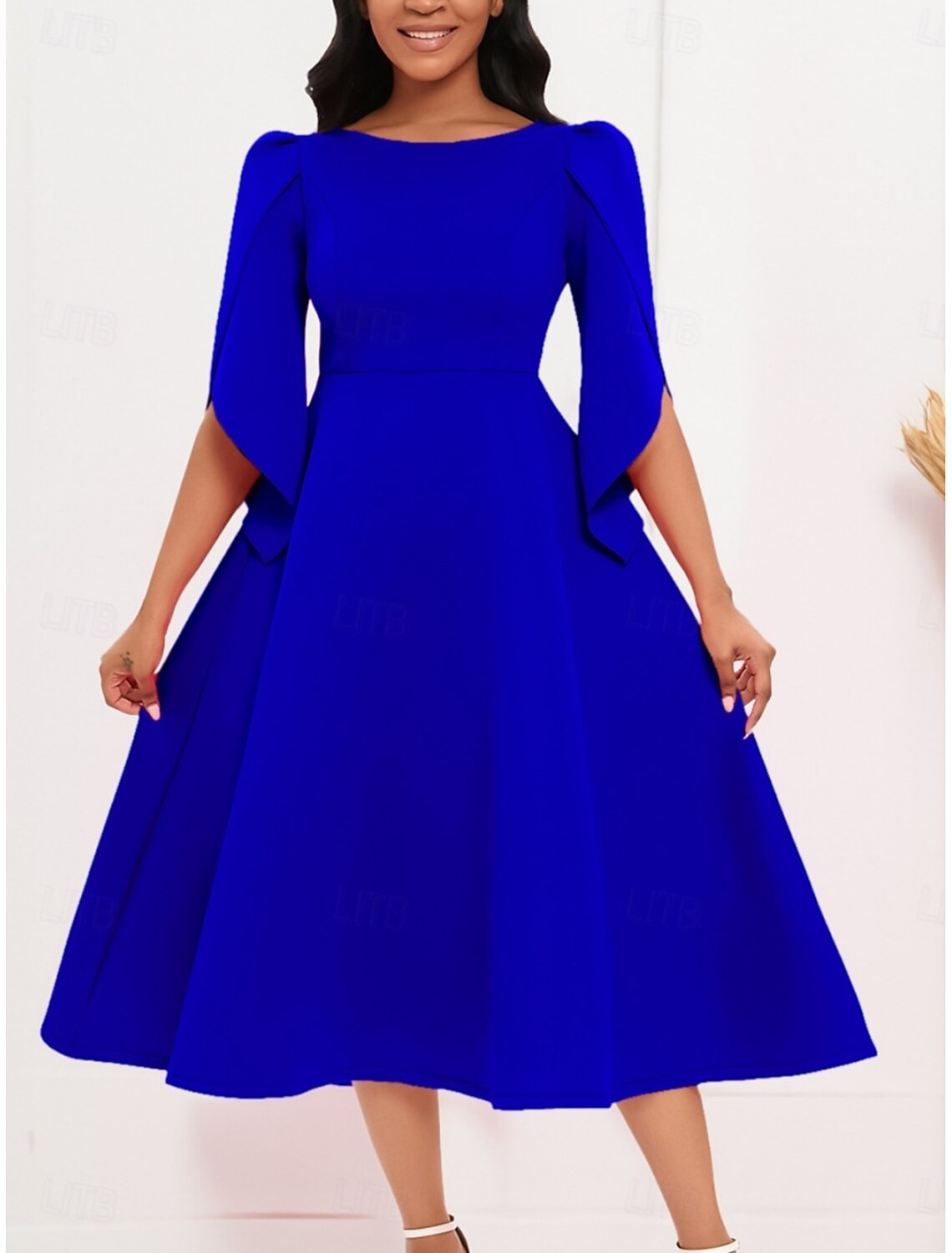 Kentucky Derby Women's Midi Dress A Line Dress Summer Dress Fit And Flare Dress Semi Formal Wedding Guest Engagement Cocktail Party Regular Fit Graphic Half Sleeve Crew Neck Royal Blue Purple Fuchsia