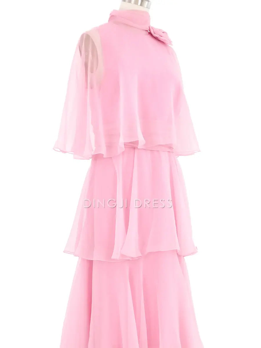 DingJiDress A Line Ruched Tiered Chiffon Fantastic Fashion Elegant Prom Dress