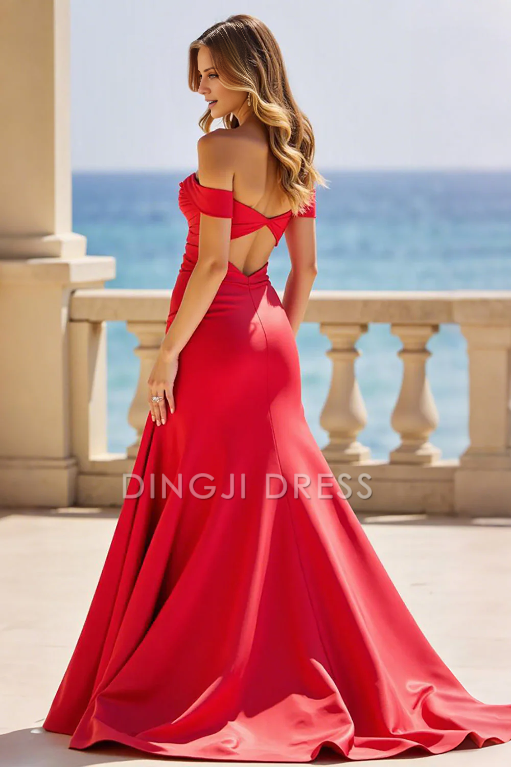 DingJiDress High Quality Dress Sheath Satin Off The Shoulder Sweetheart Fashion With Slit Long Prom Dress