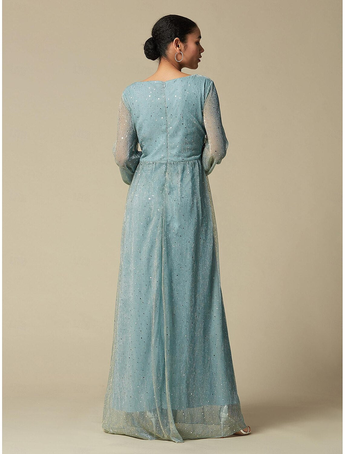 Green Fashion Party/Wedding Guest V Neck Long Sleeve Sparkle Polyester Maxi Dress dress to impress