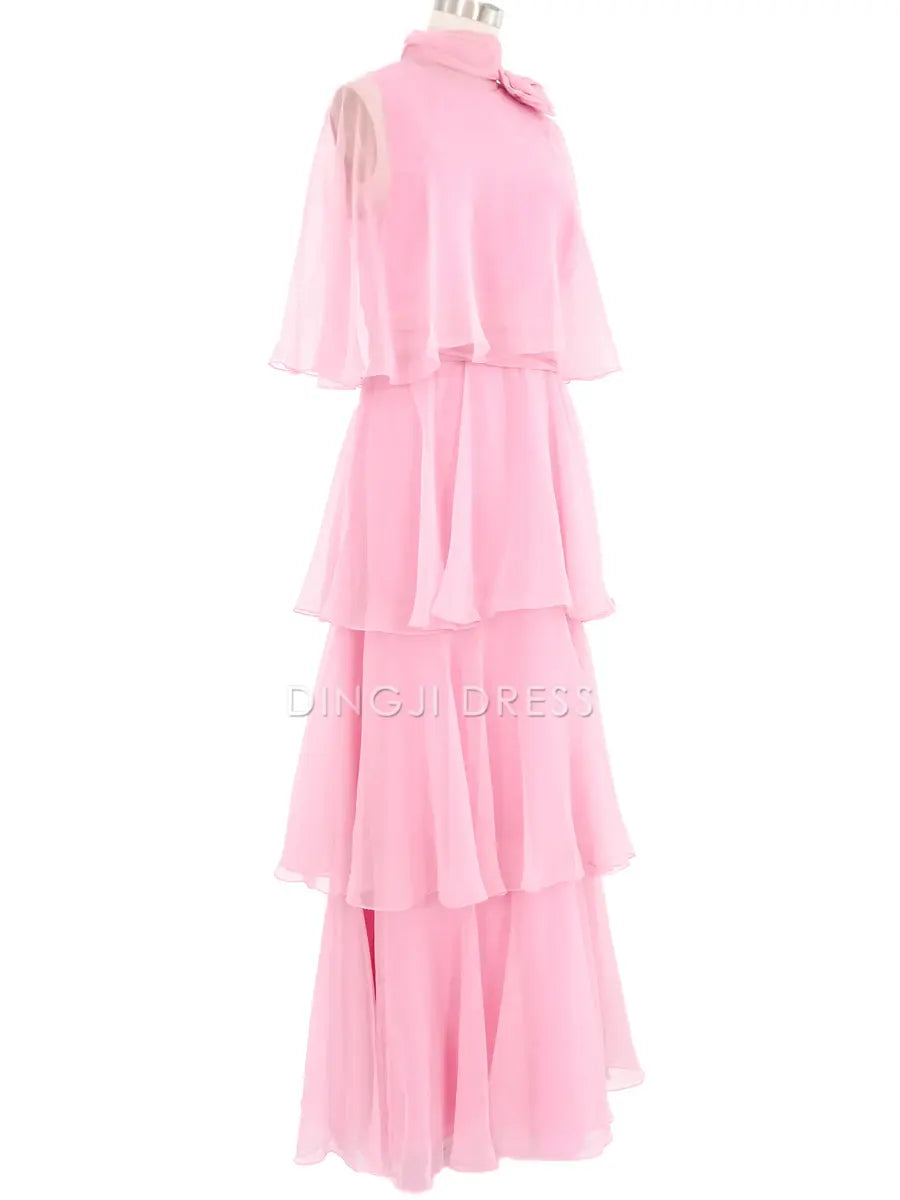 DingJiDress A Line Ruched Tiered Chiffon Fantastic Fashion Elegant Prom Dress