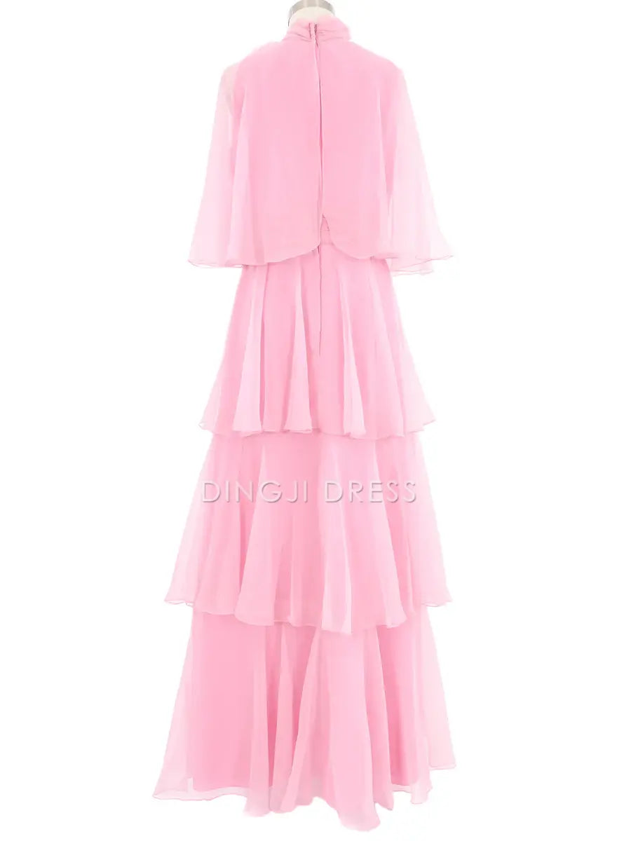 DingJiDress A Line Ruched Tiered Chiffon Fantastic Fashion Elegant Prom Dress