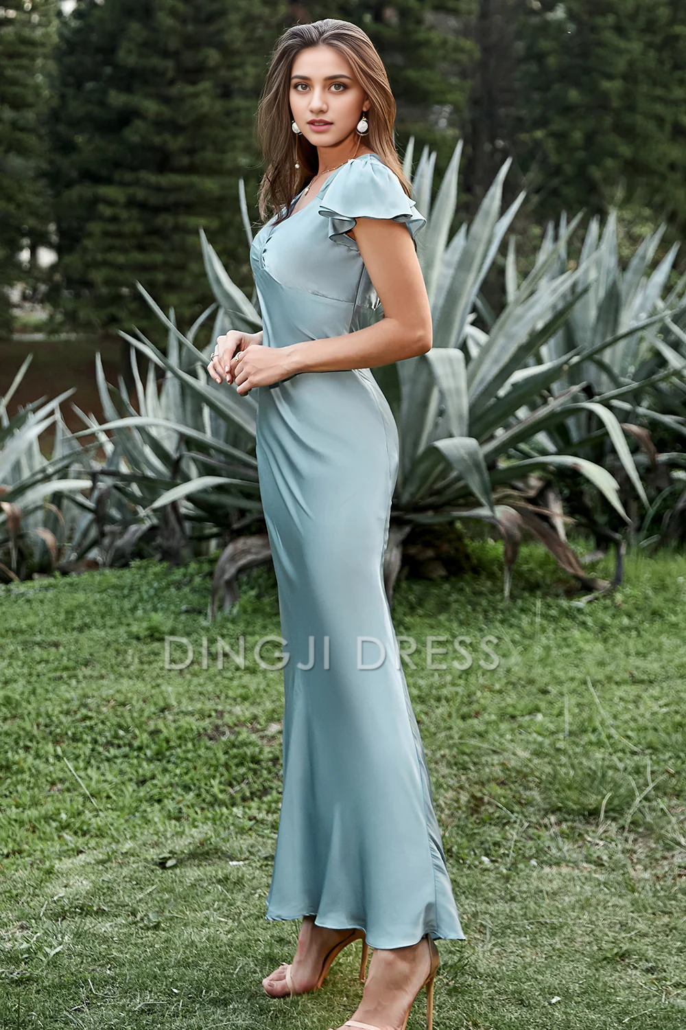 DingJiDress High Quality Dress Elegant Mermaid Sweetheart Short Sleeve With Ruffles Simple Long Prom Dress