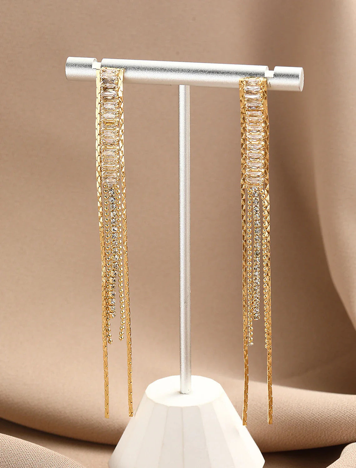 DingJiDress Women's Brown Earrings Fine Jewelry Fringe Precious Stylish Trendy Earrings Jewelry Gold For Party Gift 1 Pair