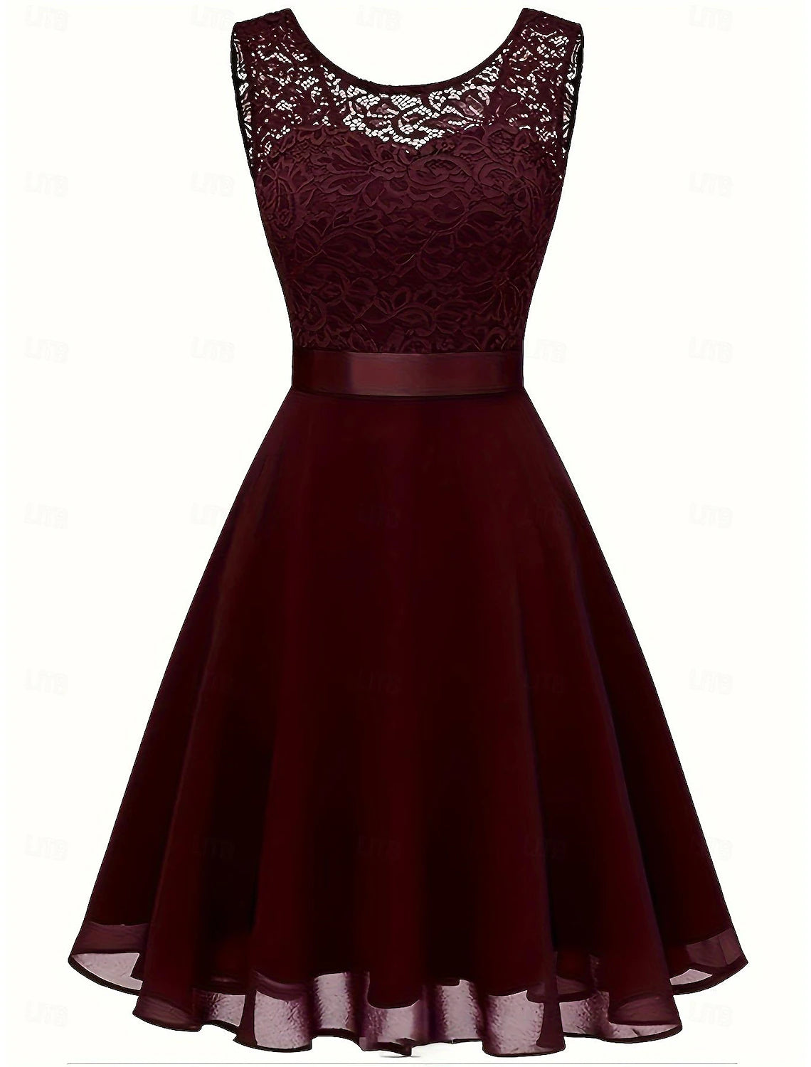 Women's Lace Dress Midi Dress Lace Wedding Party Elegant Formal Crew Neck Black White Dark Red Color