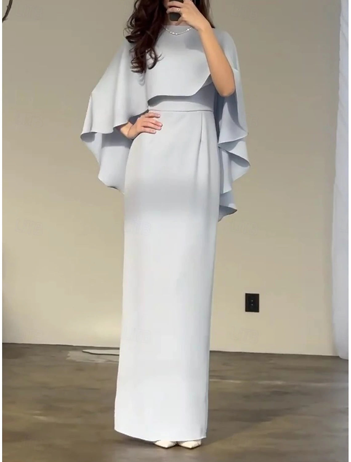 Women's Long Dress Maxi Dress Sheath Dress Elegant Stylish Wedding Party Engagement Regular Fit Solid Color Short Sleeve Crew Neck Sky Blue Summer Spring Fall Winter